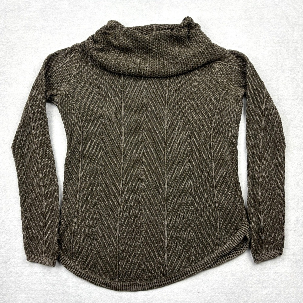 Eight Eight Eight Womens Medium Cowl Neck Chunky Knit Sweater Olive Green Cotton